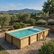 ALTANKA - Piscine hors sol en bois AQUA 8.5 x 4.35 - H.1.45 m avec plage, sable, cadre en métal - sans dalle - BAS7309OSPU3+PLA309 - vignette