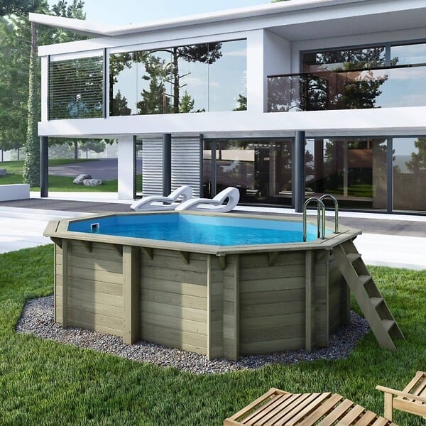 ALTANKA - Piscine hors sol en bois NEMO 4.3 x 3 - H.1.18 m, bleu pâle, fixations à sceller - BAS7302OSPI - large
