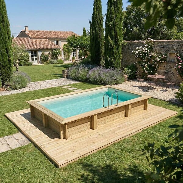 ALTANKA - Piscine hors sol en bois AQUA 4.65 x 2.85 - H.1.24 m, sable, fixations à visser - BAS7306OSPL3 - large