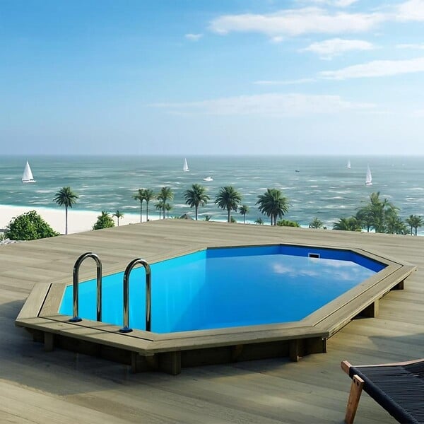 ALTANKA - Piscine hors sol en bois NEMO 4.3 x 3 - H.1.31 m, bleu pâle, fixations à sceller - BAS7303OSPI - large