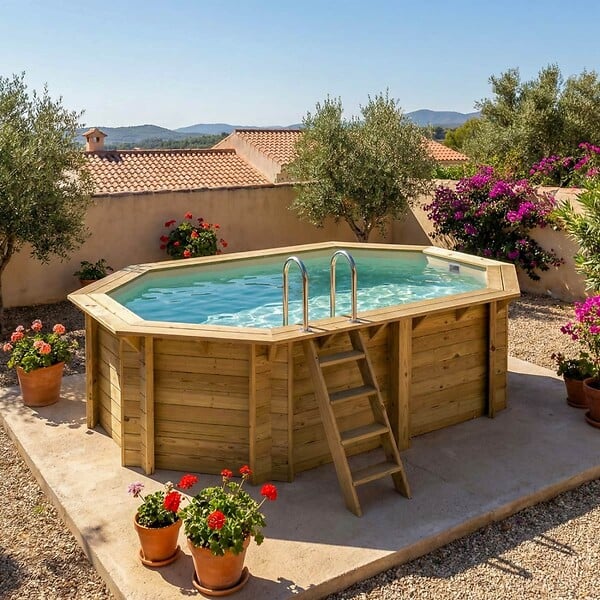 ALTANKA - Piscine hors sol en bois NEMO 4.3 x 3 - H.1.18 m, sable, fixations à visser - BAS7302OSPL3 - large