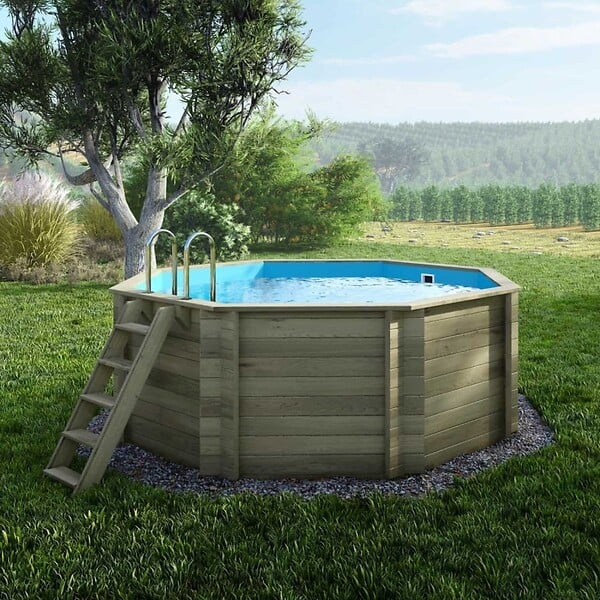 ALTANKA - Piscine hors sol en bois CORAL 3.25 x 3.25 - H.1.18 m, bleu pâle, autoportante - sans dalle - BAS7301OSP - large