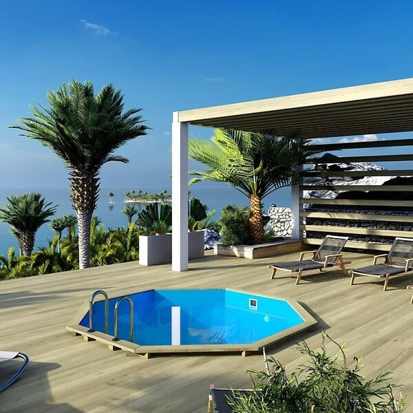 ALTANKA - Piscine hors sol en bois CORAL 3.25 x 3.25 - H.1.18 m, bleu pâle, autoportante - sans dalle - BAS7301OSP - large