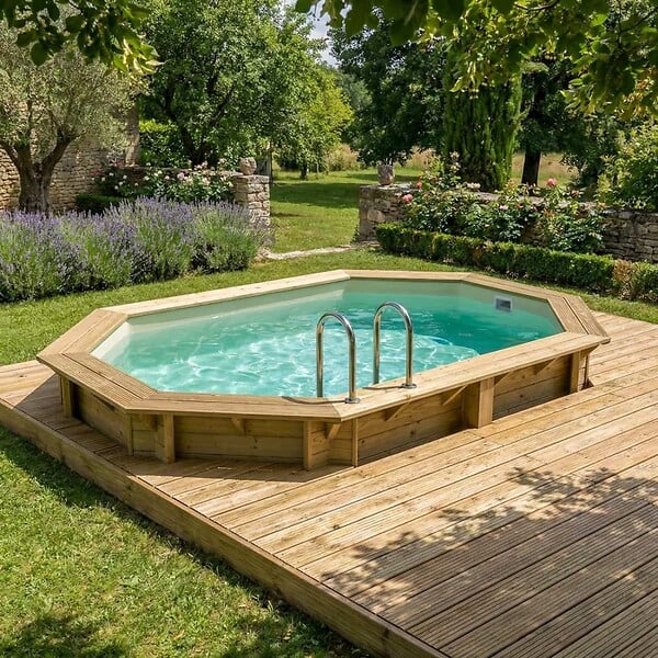 ALTANKA - Piscine hors sol en bois NEMO 4.3 x 3 - H.1.18 m, sable, cadre en métal - sans dalle - BAS7302OSPU3 - large