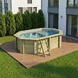 ALTANKA - Piscine hors sol en bois NEMO 4.3 x 3 - H.1.18 m avec plage, gris clair, fixations à sceller - BAS7302OSPI2+PLA302 - vignette