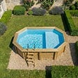 ALTANKA - Piscine hors sol en bois NEMO 4.3 x 3 - H.1.18 m avec plage, bleu pâle, fixations à sceller - BAS7302OSPI+PLA302 - vignette