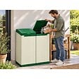 TERRY - Abri Poubelles 2 Sacs x 110L Armoire Poubelle de Tri Sélectif Déchets 68 x 39 x 88,7 cm Vert/Beige Terry - vignette