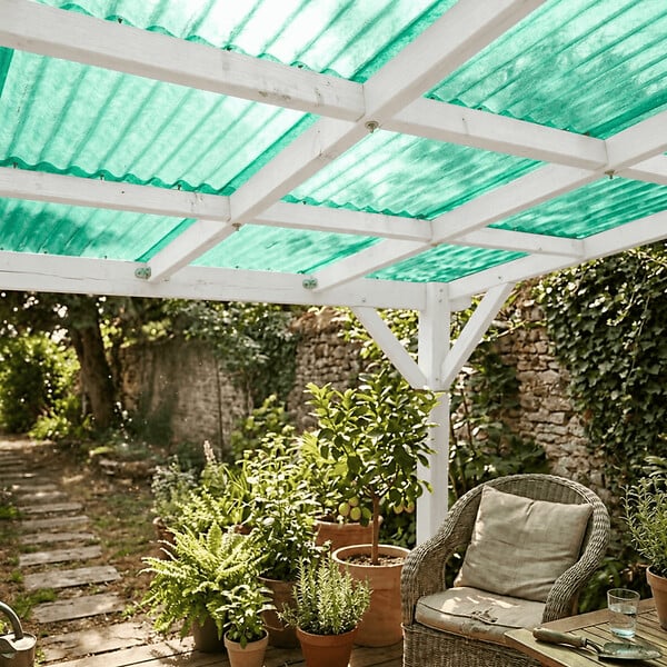MCCOVER - Lot 5 plaques POLYESTER PO 76/18 VERT + 5 kits de fixations Vert, l.90 cm, L.200 cm - large