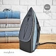 NEDIS - Fer à repasser 2600W 25g/min semelle céramique réservoir 0,32 L chauffe 30s Noir & Bleu Vapeur verticale Nedis - vignette