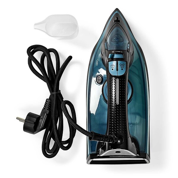 NEDIS - Fer à repasser 2600W 25g/min semelle céramique réservoir 0,32 L chauffe 30s Noir & Bleu Vapeur verticale Nedis - large