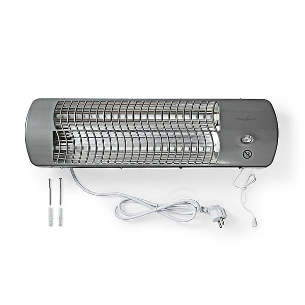 NEDIS - Chauffage Mural Salle de Bain 1200W Quartz Protection IPX4 Pieces Humides 12 m² Radiateur Gris Nedis - large