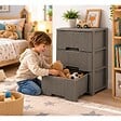 ARTPLAST - Commode de rangement 3 Tiroirs Amovibles Couleur taupe Effet tressé - Meuble de Rangement - Roulettes 39x38,5xH6cm ArtPlast - vignette