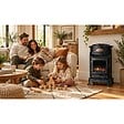 UNIVERSAL - Poêle à gaz 3,4KW NOIR Fonte Véritable Effet feu de bois + Tuyau gaz + Détendeur butane Provence Sahara - vignette