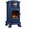 SAHARA - Poêle à gaz 3,4KW Fonte Véritable – Chauffage d'appoint Design Bleu Saphir Mat - Effet feu de bois, sur roues Provence Sahara - vignette