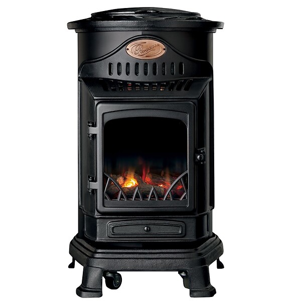 UNIVERSAL - Poêle à gaz Provence Noir Mat 3,4 kW - Chauffage d'appoint en fonte, Effet feu de bois Sahara - large