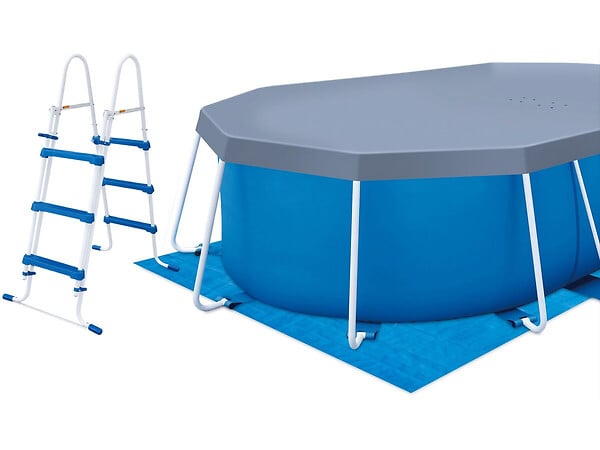 HABITAT ET JARDIN - Piscine tubulaire ovale "Tina" - 4,88 x 3,05 x 1,07 m - Bleu - large