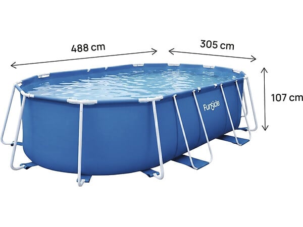HABITAT ET JARDIN - Piscine tubulaire ovale "Tina" - 4,88 x 3,05 x 1,07 m - Bleu - large