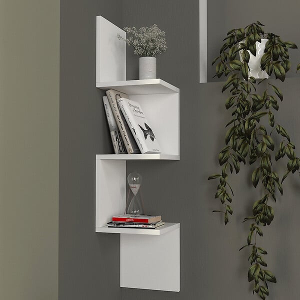 HABITAT ET JARDIN - Étagère murale en bois "Corner" - 25 x 25 x 105 cm - Blanc - large