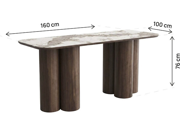 HABITAT ET JARDIN - Table repas en bois avec plateau en céramique "Zora" - 6 places - Marron - large