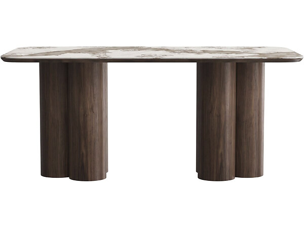 HABITAT ET JARDIN - Table repas en bois avec plateau en céramique "Zora" - 6 places - Marron - large
