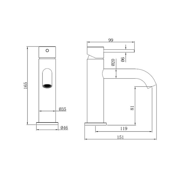 SWISS AQUA TECHNOLOGIES - Aurum mitigeur de lavabo 16,5 cm, à levier, sans vidage, noir mat SATBAUR271C avec une garantie de 5 ans - large