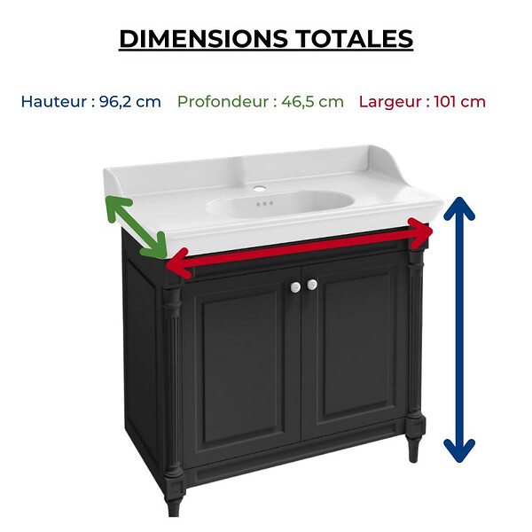 JACOB DELAFON - Pack meuble vasque Cléo 1889 3 trous + miroir + mélangeur croisillon or - large