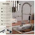 TECTAKE - Robinet de cuisine avec douchette intégrée et bec déporté gris - vignette