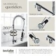 TECTAKE - Robinet de cuisine avec douchette intégrée et bec déporté gris - vignette