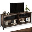 TECTAKE - Étagère pour téléviseur Navan 147x41x60,5cm Bois foncé industriel, rustique - vignette