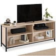 TECTAKE - Étagère pour téléviseur Navan 147x41x60,5cm Bois clair industriel, Chêne Sonoma - vignette