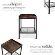 TECTAKE - Table d’appoint ROCHESTER 41,5x41x56cm Bois foncé industriel, rustique - vignette