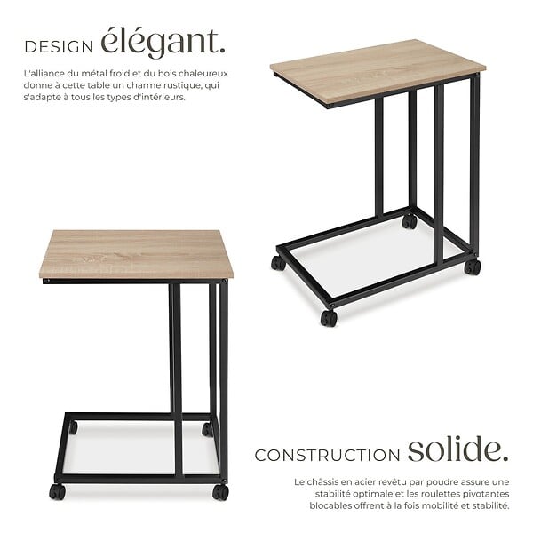 TECTAKE - Table d’appoint LUTON 48x35x70cm Bois clair industriel, Chêne Sonoma - large