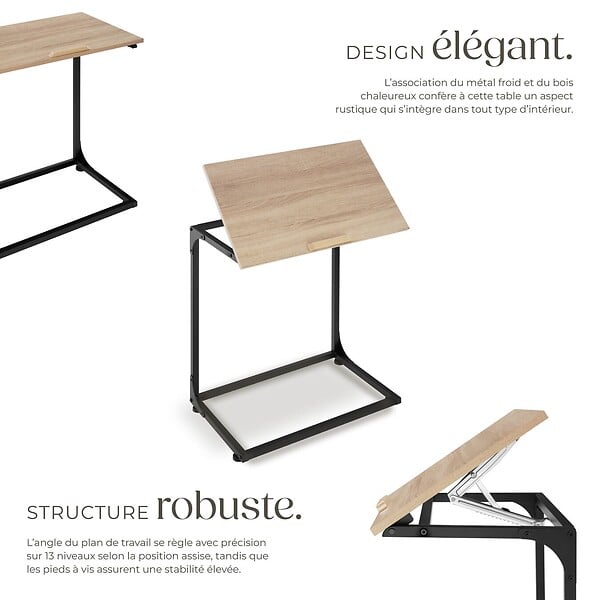 TECTAKE - Table d’appoint Ruston 55x35x66,5cm Bois clair industriel, Chêne Sonoma - large