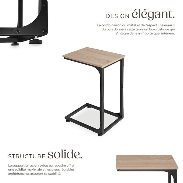 TECTAKE - Table d’appoint Erie 40x30x63cm Bois clair industriel, Chêne Sonoma - large