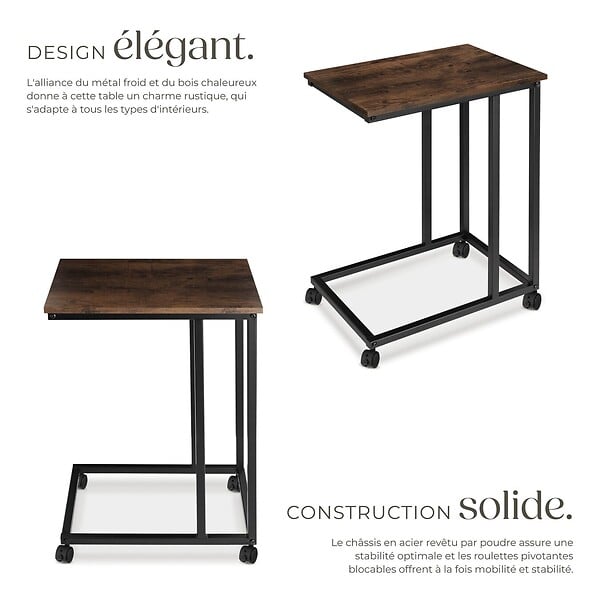 TECTAKE - Table d’appoint LUTON 48x35x70cm Bois foncé industriel, rustique - large