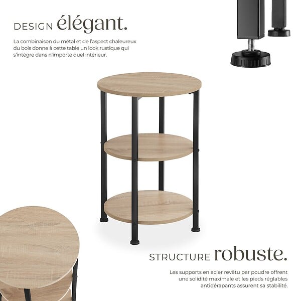 TECTAKE - Table d’appoint COLCHESTER 40x61cm Bois clair industriel, Chêne Sonoma - large