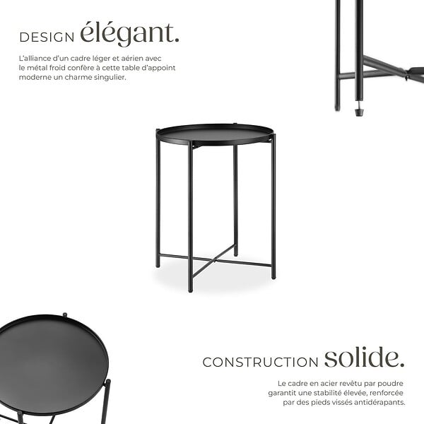 TECTAKE - Table d’appoint CHESTER 45,5x45,5x53cm noir - large