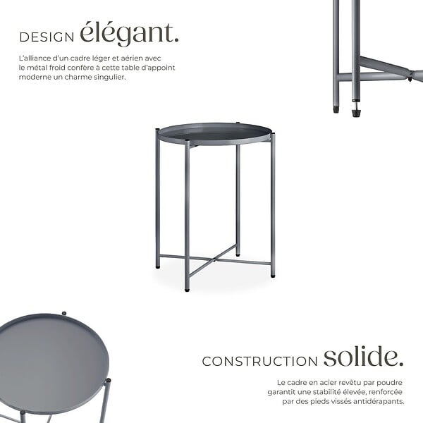 TECTAKE - Table d’appoint CHESTER 45,5x45,5x53cm gris foncé - large