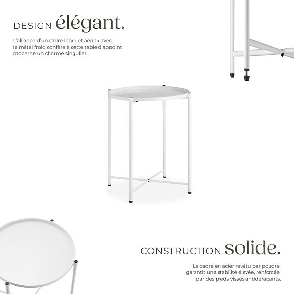 TECTAKE - Table d’appoint CHESTER 45,5x45,5x53cm blanc - large
