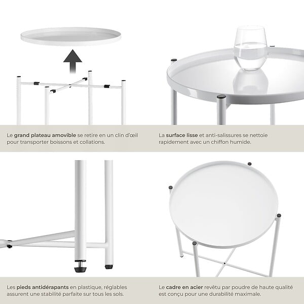 TECTAKE - Table d’appoint CHESTER 45,5x45,5x53cm blanc - large