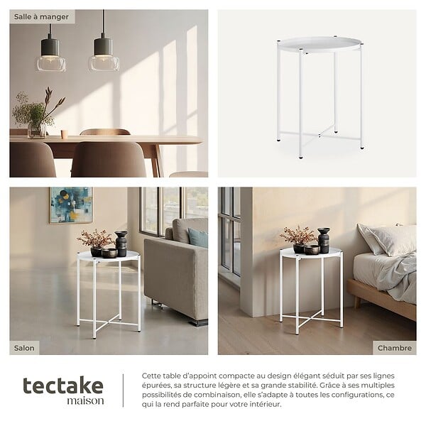 TECTAKE - Table d’appoint CHESTER 45,5x45,5x53cm blanc - large