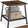 TECTAKE - Table d’appoint BEDFORD  45,5x45x47cm Bois foncé industriel, rustique - vignette