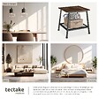 TECTAKE - Table d’appoint BEDFORD  45,5x45x47cm Bois foncé industriel, rustique - vignette