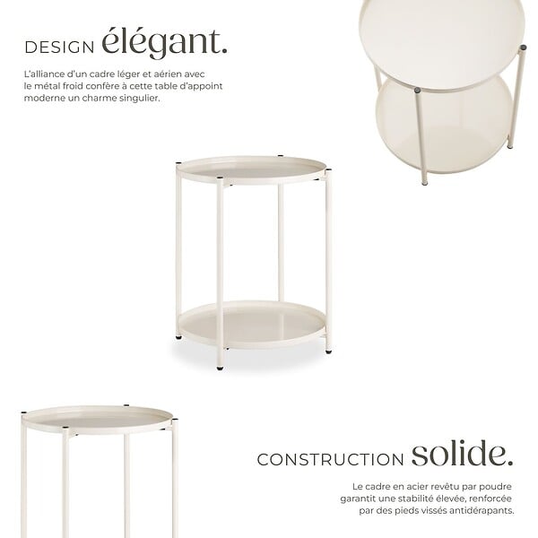 TECTAKE - Table d’appoint OXFORD crème - large