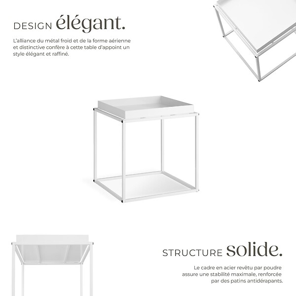 TECTAKE - Table d'appoint CAMBRIDGE 40x40x44cm blanc - large