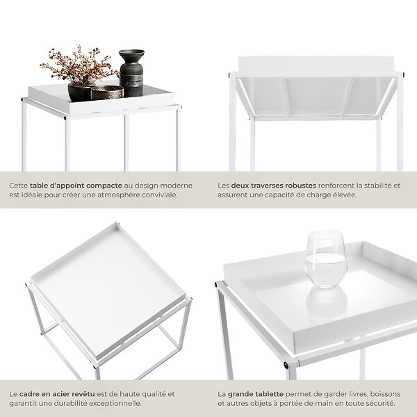 TECTAKE - Table d'appoint CAMBRIDGE 40x40x44cm blanc - large