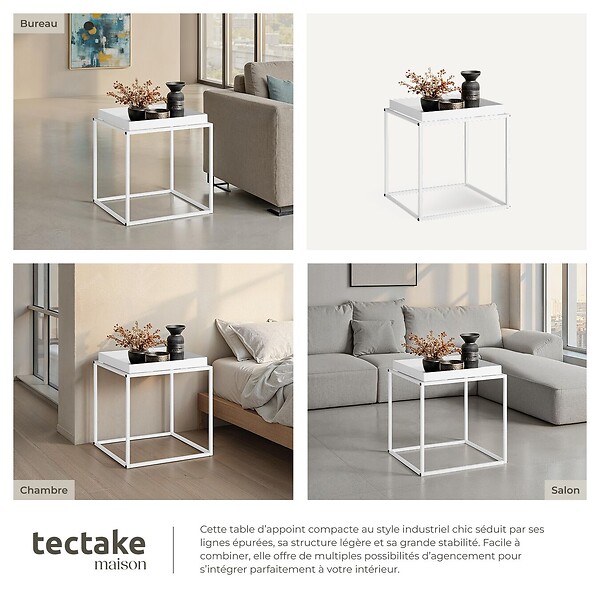 TECTAKE - Table d'appoint CAMBRIDGE 40x40x44cm blanc - large