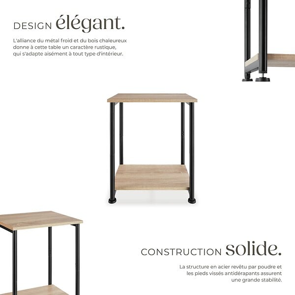TECTAKE - Table d’appoint Yonkers 38,5x30x51,5cm Bois clair industriel, Chêne Sonoma - large
