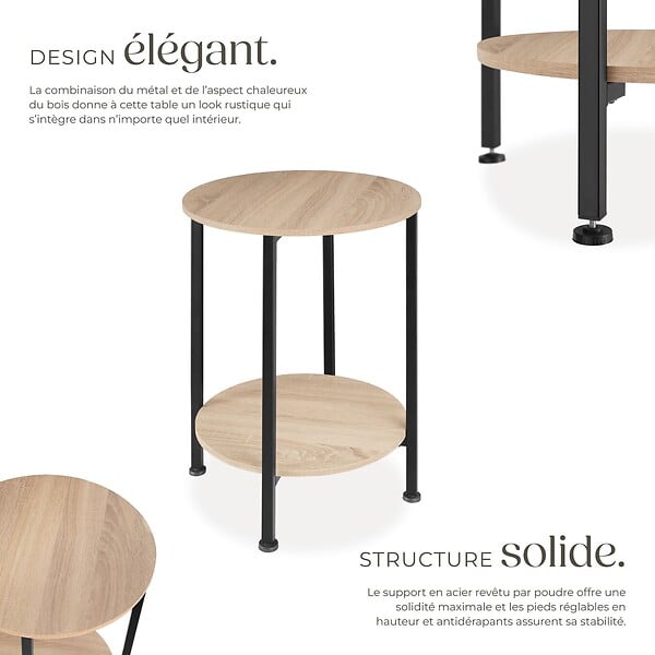 TECTAKE - Table d’appoint BALLINA 45x64cm Bois clair industriel, Chêne Sonoma - large