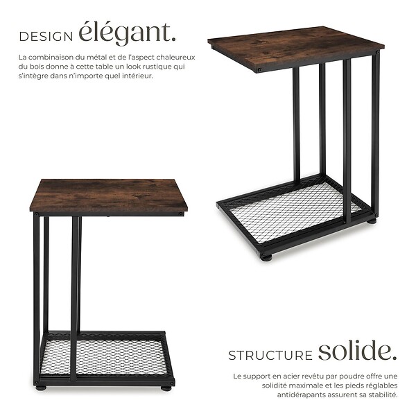 TECTAKE - Table d’appoint ETON 48x35x66cm Bois foncé industriel, rustique - large